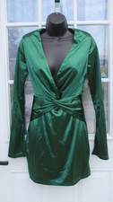 Silky Women's Windsor Forest Green Faux Wrap Draped Dress Size XS Long Sleeve