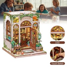 DIY Book Nook Bücherregal Miniatur 3D-Holzpuzzle Bastelset Green Life Bookshop