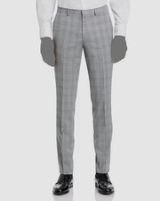 Hugo Boss Men's Gray Hesten Plaid Wool Extra Slim Fit Suit Pants Size 38R.