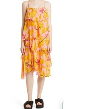 Farm Rio Banana Taste Sleeveless Chiffon Dress Size M