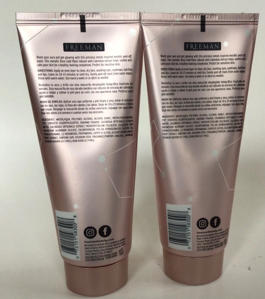 NEW FREEMAN Cosmic Metallic Peel-Off Mask Soothing Rose Gold, 6 fl. oz.-Lot of 2 - Image 3 of 4
