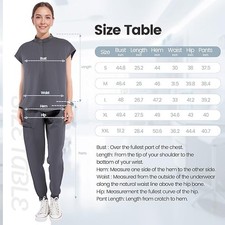 Stand Collar Women Nurse Uniform Suit Medical Scrubs Top and Pants Dark Grey USA