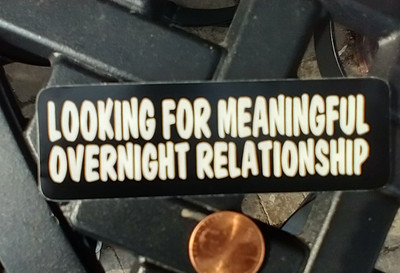 Funny Meaningful Overnight Relationship Sticker | Small Handmade Joke Decal