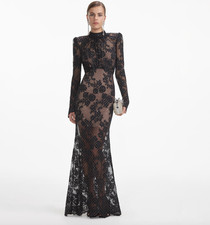 self-portrait - Black Rhinestone Lace Maxi Dress US8 - MSRP 870 - NWT