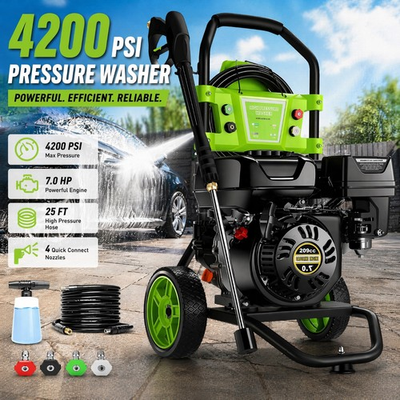 #ad Pressure Washer 4200 PSI 4.0 GPM Gas Powered Pressure Cleaner with Hose amp; 4 Nozz $299.99