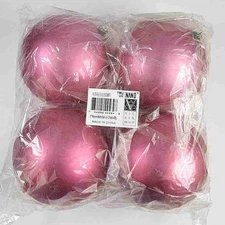 Vickerman 6" Plastic Ball Ornament Pink Matte Set Of 4