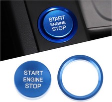 Compatible Push Start Button Cover - Cool Aluminum Engine Start Cover With Blue