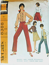 McCall's 8388 Blouse, Skirt, Pants  Vest Pattern - Size 10 Bust 31 Vintage UC