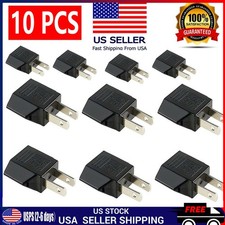 10 Pack EU Euro Europe to US USA Power Jack Wall Plug Converter Travel Adapter