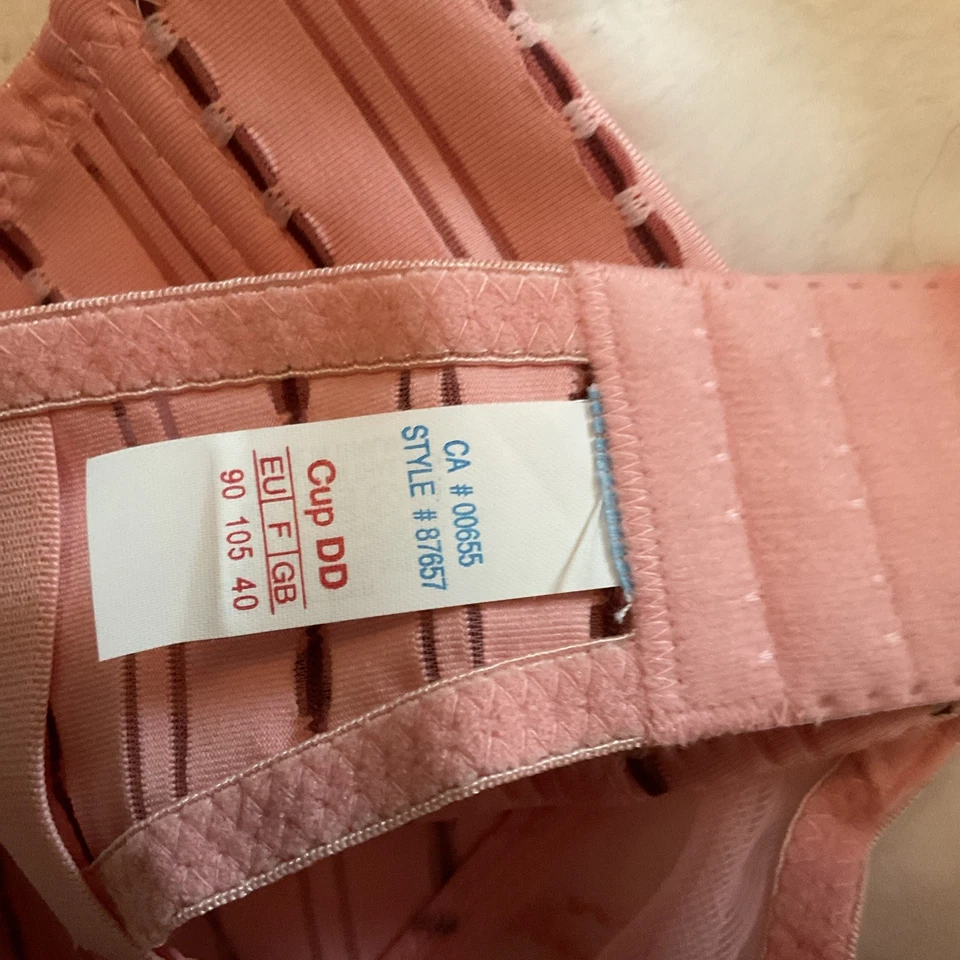 Sutiã de renda Naturana 87657 listra rosa e marrom com fio não acolchoado novo com etiquetas - Imagem 3 de 4