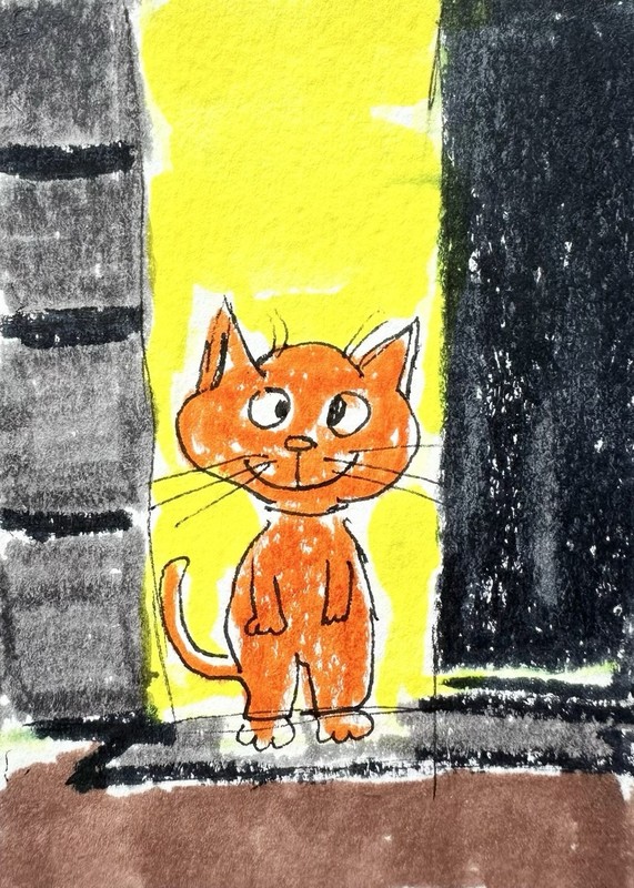 Original ACEO Painting Cat Miniature Art Card By Carole Collins M13