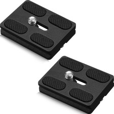 Frienda 2 Pieces Metal Quick Release Plate with 1/4''-20 Camera 50mm, Black