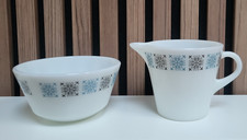 Vintage JAJ Pyrex Chelsea Pattern small Milk Jug Creamer &sugar bowl 60/70s