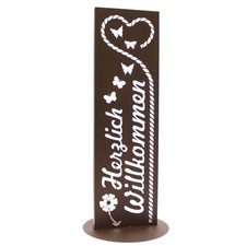 Gartenschild Edelrost Dekosäule  Herzlich Wi...