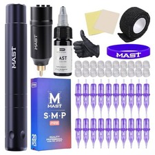 NEW Mast Tour Air Thin Portable Wireless Rotary Tattoo Machine Pen Starter Kit
