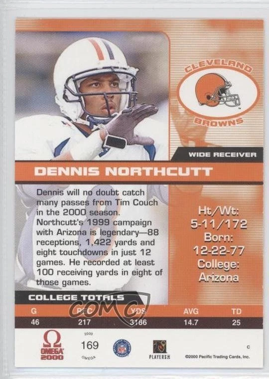 2000 Pacific Omega Rookie Rookies Missing Serial Number Dennis Northcutt #169 RC - Image 2 of 2