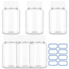Sibba Clear Pill Bottle 6 Pcs Empty Medicine Organizers 80ML Plastic Dispenser J