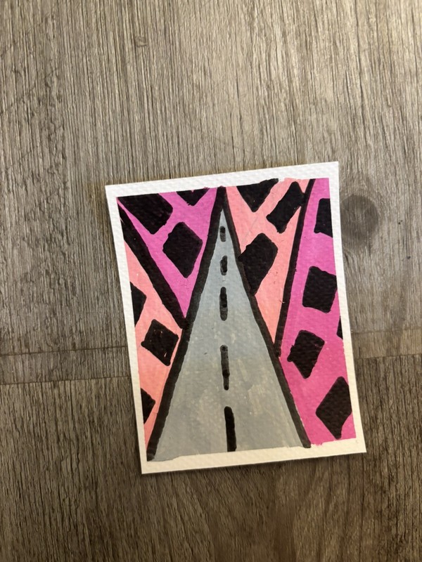 Acrylic perspective view ACEO ORIGINAL card by Annabelle Mason signed 