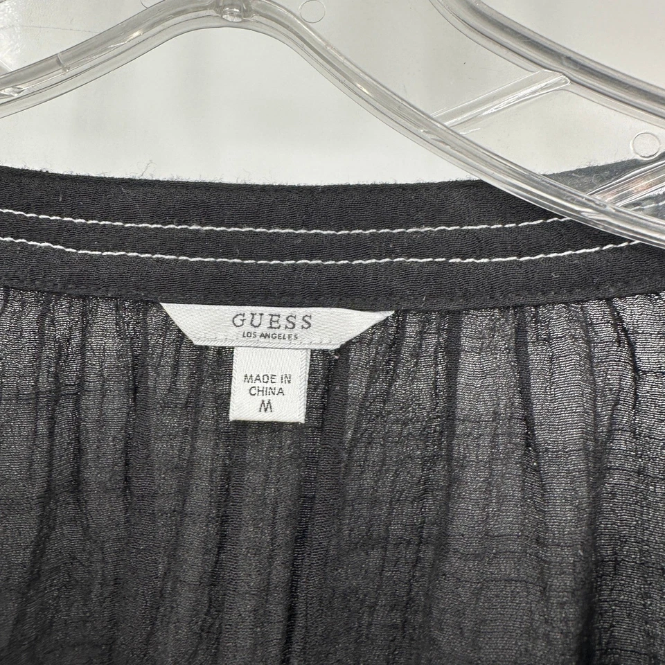 Top campesino bordado boho Guess para mujer talla M túnica negra festival artesanal Foto 4 de 4