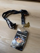 DC Comics WONDER WOMAN Art Lanyard ID Card Holder W/ Sticker  Logo Charm NEW