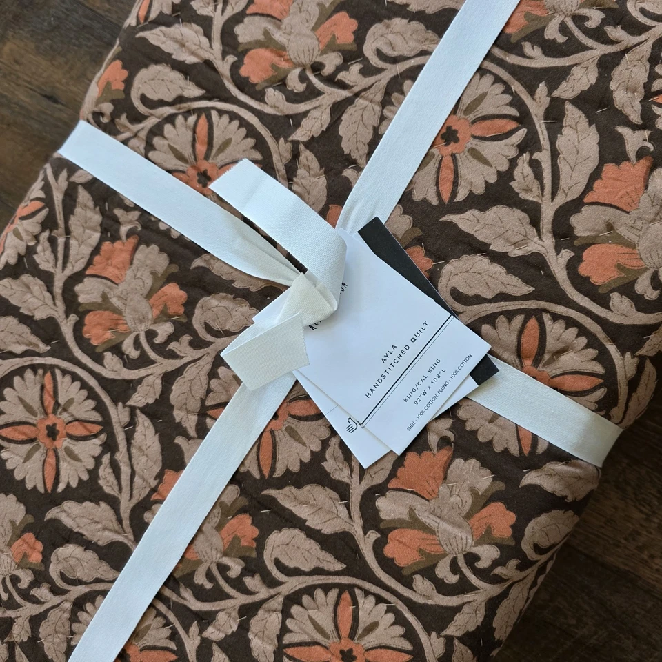 Edredón King Cosido a Mano Ayla Cerámica Rejuvenecimiento Granero NUEVO Reliquia de Lujo Foto 2 de 4