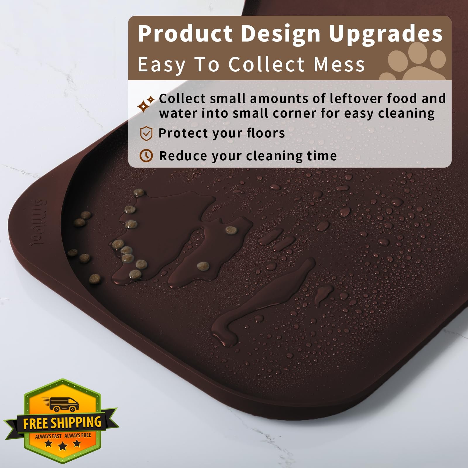 Mat Dark Brown 24x16 Waterproof Raised Edge Dog Cat...