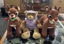 Build A Bear Workshop Bundle Teddy Bear +Outfit +2x Rudolph Light Up Nose Plush