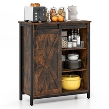 Costway 70cm Farmhouse Accent Storage Cabinet Rustic Sideboard Buffet Cabinet