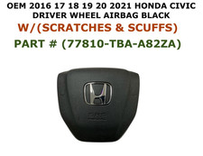 2016 17 18 19 20 2021 Honda Civic Driver Wheel Airbag Black 77810-tba-a82za