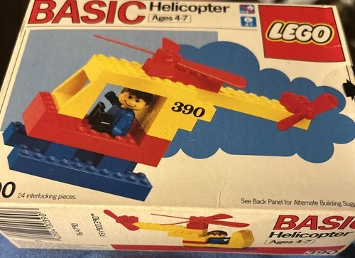 New Vintage Lego 390 Helicopter Basic Figure Human Boy Blue Sealed 1986