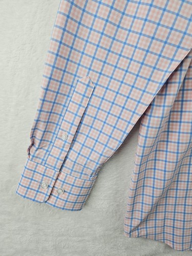Haggar Mens Pink Check Smart Casual Non Iron Slim Fit Shirt Size Medium M - Picture 12 of 16