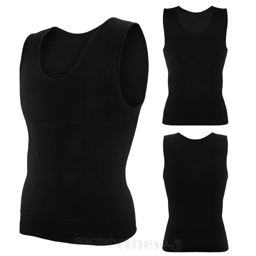 Hombres Camisa de Compresión Control Abdomen Chaleco Apretado Adelgazante Cuerpo Modelador Entrenamiento Grasa - Imagen 18 de 21