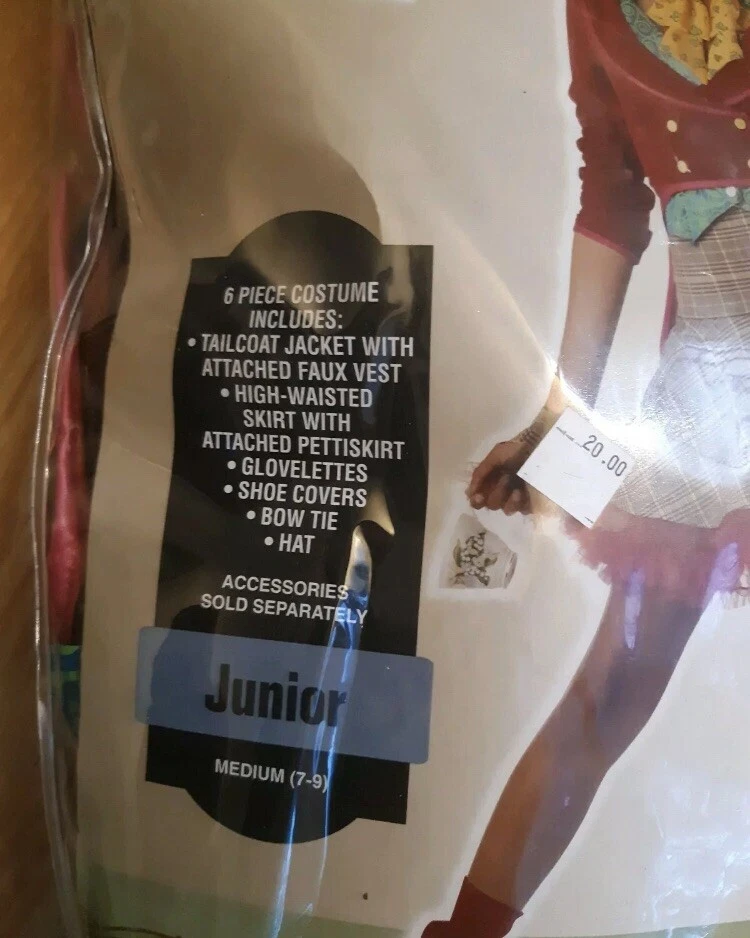 Disney Alice In Wonderland Mad Hatter Costume Junior 7 - 9 Medium 6 Piece - Image 3 of 3