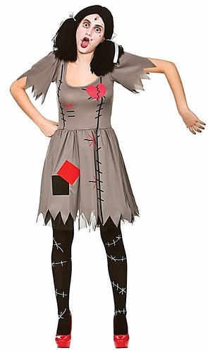 Ladies FREAKY VOODOO DOLL Evil Halloween Adult Fancy Dress Costume UK 6-24 - 第 4/8 張圖片