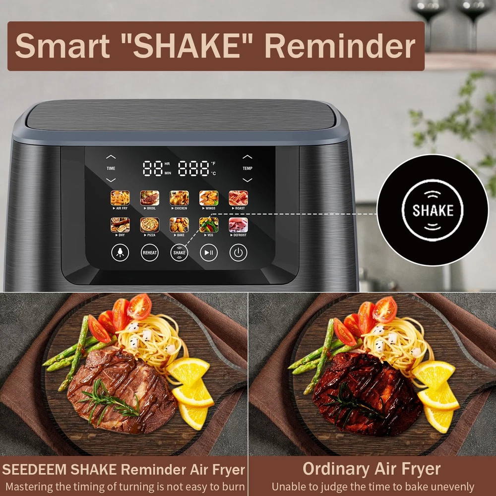 Air Fryer with LCD Touchscreen and ClearCook Window for Easy Monitoring Air Fryer with LCD Touchscreen and ClearCook Window for Easy Monitoring