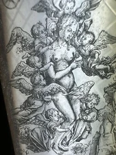 ANTIQUE ECSTACY OF ST MARY LUCAS CRANACH WOOD AND GLASS SLIDE MUSEUM ART RARE