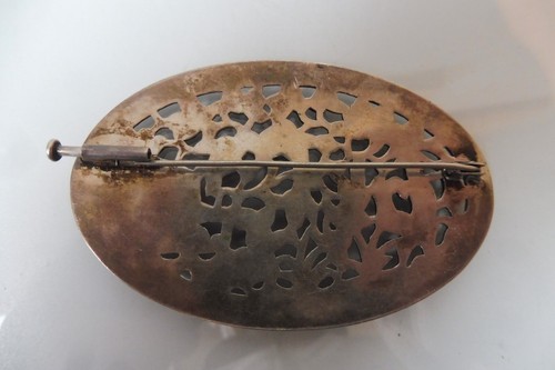 schöne ,alte Brosche , 900 Silber , Motivbrosche , China ( Japan ) , 8cm x 5cm - Bild 3 von 4