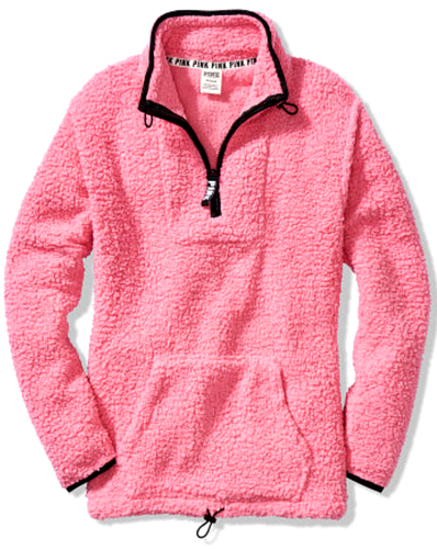 sherpa half zip pink