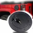 Steel Locking Fuel Door Black Gas Tank Cap Cover Lock Key For 07+ Jeep Wrangler