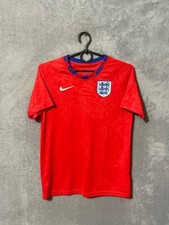 England Team Training Jersey Football Shirt Red Nike Polyester Young Size L
