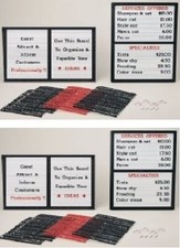 Message Board Menu Price List Signs Pack of Four (4)