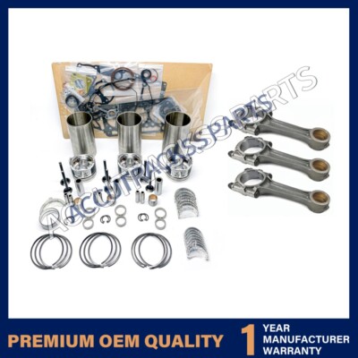 Overhaul Rebuild Kit+3pcs Connecting Rod for Kubota D1005 Engine