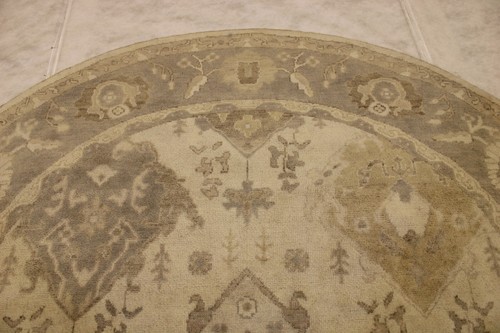 8'0" x 8'0" ft. Oushak Hand Knotted Oriental Wool Traditional Turkish Round Rug - Picture 5 of 9