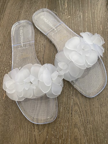 Wild Diva Lounge Clear Flower Plastic Rubber Slide Sandals New Size 10 |  eBay