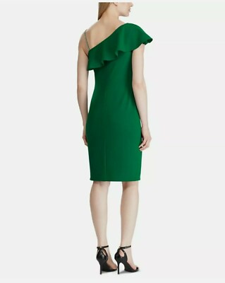 ralph lauren green one shoulder dress Georgette Ralph Lauren One Shoulder Dress Ralph Lauren Georgette One- shoulder Cocktail Dress In Green Lyst