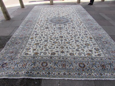 Vintage handgefertigter traditioneller orientalischer Wolle weiß grau Übergröße Teppich 488x294 cm