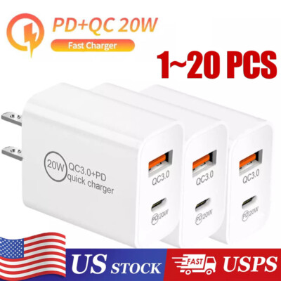 For iPhone 15 16 13 11 20W Fast Charger Block USB Type C Wall Power Adapter Lot