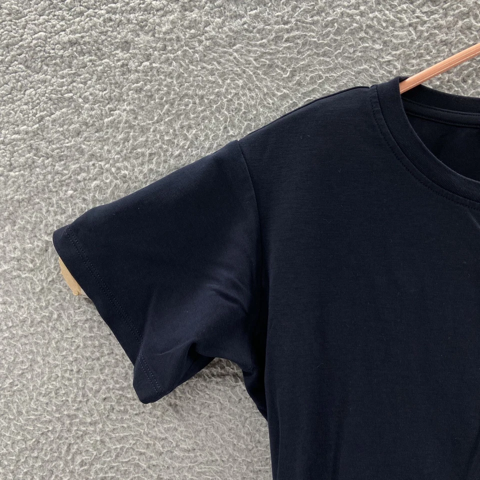 Camiseta de vestir Theory para mujer pequeña cincha manga corta bolsillos azul algodón pima Foto 3 de 4