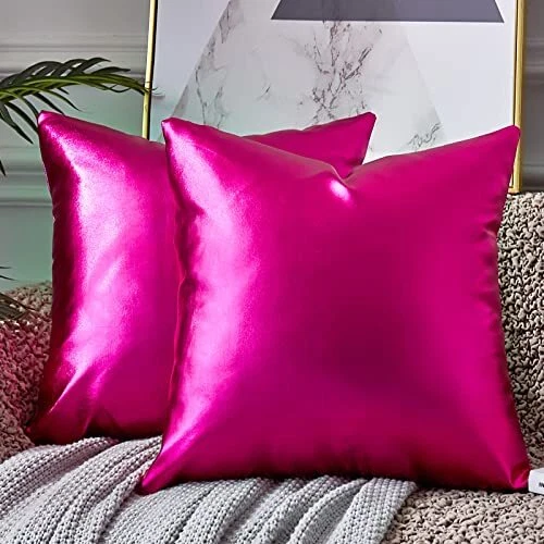 EUCIOR Hot Pink Throw PillowRed Pillow Covers 18x18Hot Pink Pillow CasesNeon