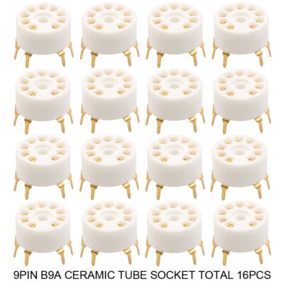 16Pcs 9 Pin Ceramic Tube Socket for 12AX7 EL84 5670 6922 12AU7 Audio PCB Mount